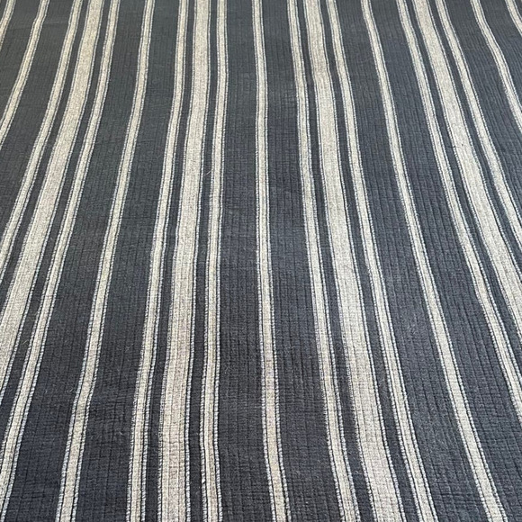 Frye Striped Navy Blue Comforter Queen Quilt 90" x 100" - Picture 6 of 9